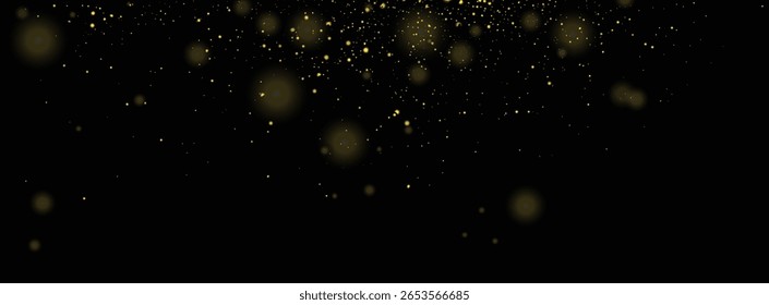 Diseño de fondo de Vector de confeti de celebración de brillo dorado de efecto de luz de lujo