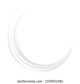 Luxury light silver color fond of soft shiny eddy motion rippled curvy sour kefir element style icon. Dairy ring volute spraying pattern surface. Closeup art view with space for text in glowing center