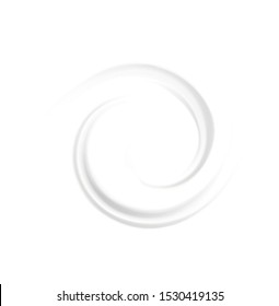 Luxury light silver color fond of soft shiny eddy motion rippled curvy sour kefir symbol icon sign logo. Dairy ring volute spraying pattern surface. Closeup view with space for text in glowing center