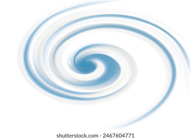 Luxury light silver color icon sign symbol design. Graphic soft shiny eddy motion rippled curvy sour kefir shape. Ring plaster volute spray pattern surface. Closeup view text space in glowing center