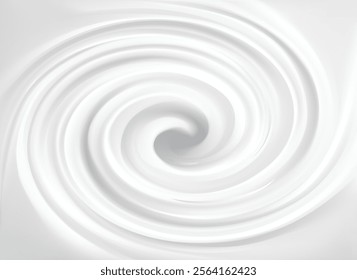 Luxury light silver color icon sign symbol design. Graphic soft shiny eddy motion rippled curvy sour kefir shape. Ring plaster volute spray pattern surface. Closeup view text space in glowing center