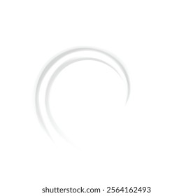 Luxury light silver color icon sign symbol design. Graphic soft shiny eddy motion rippled curvy sour kefir shape. Ring plaster volute spray pattern surface. Closeup view text space in glowing center