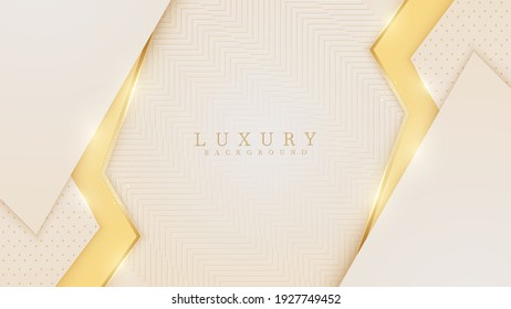 Luxury light yellow pastel abstract background combine with golden lines element, Illustration from vector about modern template deluxe design.