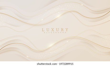 Luxury light yellow pastel abstract background with golden lines sparkle. Illustration from vector about modern template design for a sweet and elegant feeling.