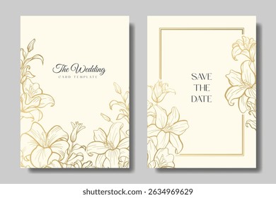 Luxury Lily flower ornament wedding card template