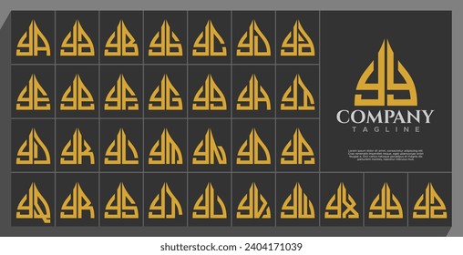 Luxury line arch dome letter Y YY logo design set