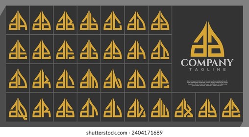 Luxury line arch dome lowercase letter A AA logo design set