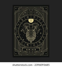 Luxury Line Art Aries Symbol Artwork