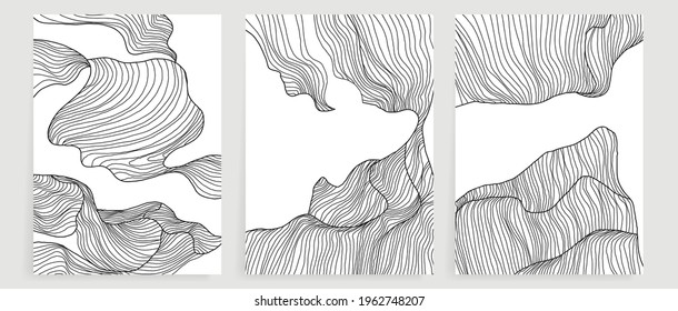 Luxury line art background vector. Minimalist modern contour drawing. contemporary abstract art design for wall art, wallpaper, home decoration, cover, printable painting. 