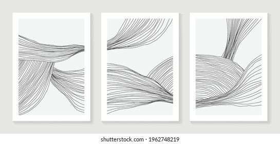 Luxury line art background vector. Minimalist modern contour drawing. contemporary abstract art design for wall art, wallpaper, home decoration, cover, printable painting. 
