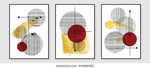 Luxury line art background vector. Minimalist modern contour drawing with black line, gold texture. Contemporary art design illustration for wallpaper, wall decor, card, poster, cover, print.