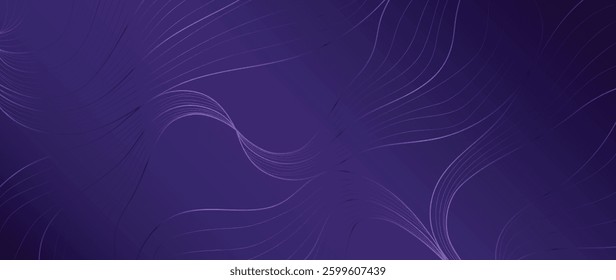 Luxury line art background vector. Minimalist hand drawn contour lines on purple background. Design illustration for fabric, print, cover, banner, decoration, wallpaper.