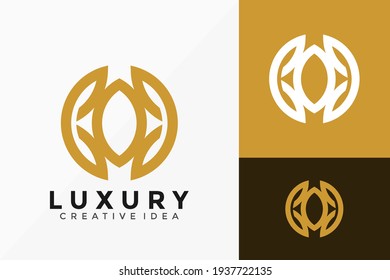 Diseño de vectores con el logotipo Art Circle Leaf de la línea de lujo. Emblema abstracto, concepto de diseños, logotipos, elemento de logotipo para plantilla.