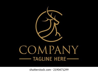Luxury Line Art Deer Logo Design