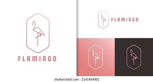 Diseño del logotipo flamingo de líneas de lujo