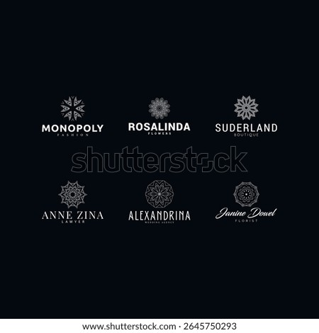 Luxury line art flower gold logo design collection of style logo design template