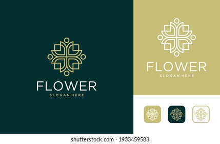 luxury line art flower logo design