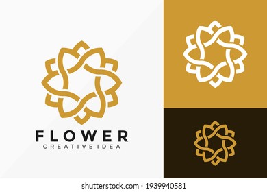 Luxury Line Art Flower Logo Vector Design. Abstract emblem, designs concept, logos, logotype element for template.