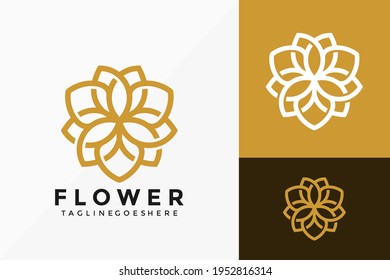 Luxury Line Art Flower Lotus Logo Vector Design. Abstract emblem, designs concept, logos, logotype element for template.