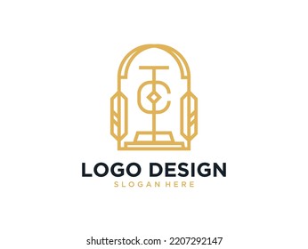 luxury line art frame gate logo design	
