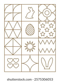 Luxury line art happy easter card decoration