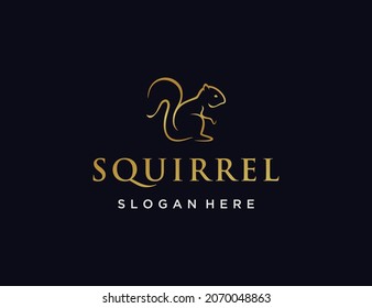 Luxury line art squirrel logo template