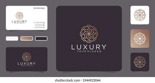 luxury line art style. ornament logo abstract design with business card