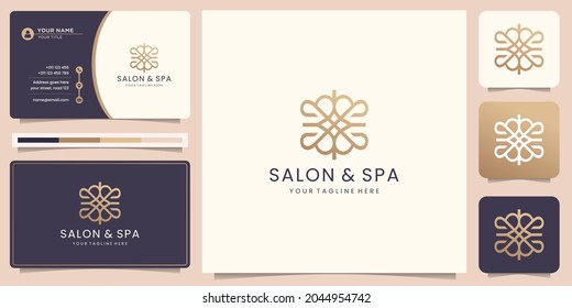 luxury line beauty spa logo template.geometric line style for salon and spa design and business card