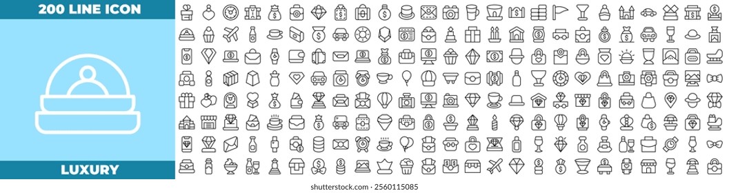 Luxury Line Editable Icons set. Vector illustration in modern thin line style of luxury icons: diamond, rich, gem, gold, etc