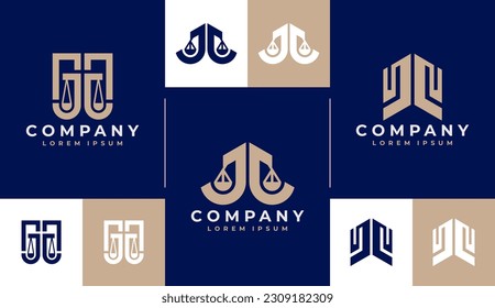 Luxury line geometry lawyer letter J JJ logo design. Elegant law initial JJ logo