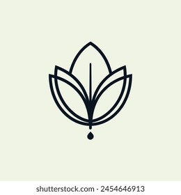 Línea de lujo Lotus Leaf Logo Diseño Ilustración vectorial Plantilla