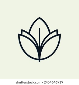 Luxury line Lotus Leaf Logo Design Vector illustration template