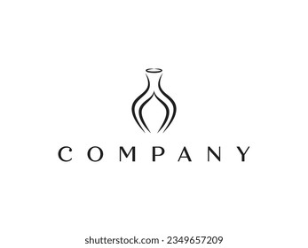 luxury line pottery vase logo design