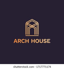 Luxury line residential, hotel, apartment logo. Elegant real estate, villa, house logo with rich ornament. Modern premium property management, development, construction icon.