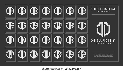 Luxury line shield letter D DD logo template set