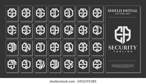 Luxury line shield letter E EA logo template set