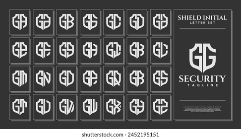 Luxury line shield letter G GG logo template set