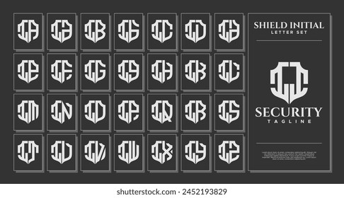 Luxury line shield letter I II logo template set