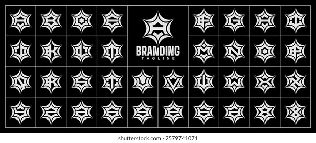 Luxury line sparkle star letter A-Z logo bundle