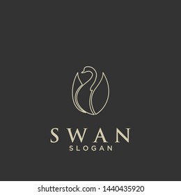 luxury line swan logo icon design vector illustration