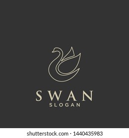luxury line swan logo icon design vector illustration
