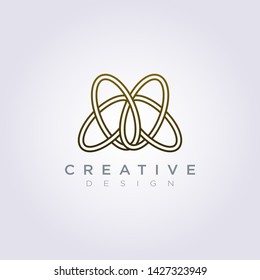Luxury Line Vector Logo Circle Icon Design.