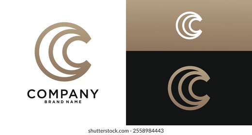 Luxury linear initial letter C logo design template