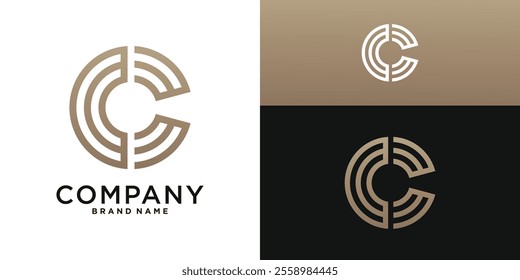 Luxury linear initial letter C logo design template