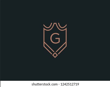 Luxury linear shield monogram letter G logo