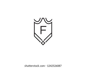 Luxury linear shield monogram letter F logo