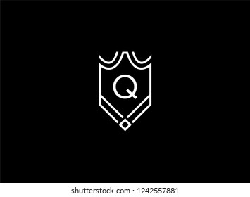 Luxury linear shield monogram letter Q logo
