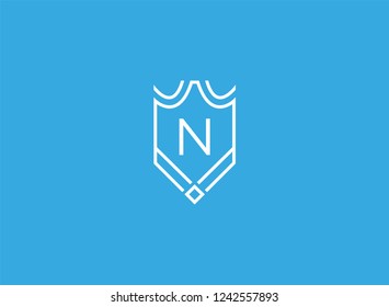 Luxury linear shield monogram letter N logo