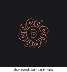 Luxury  linear shield monogram letter B logotype Design Template , Luxury alphabet frame symbol. Business line logo Illustration, B Letter Design.(sign, symbol, emblem, ornament) 
