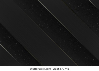 Luxury linear texture. Gold lines on black background. Abstract minimalist illustration